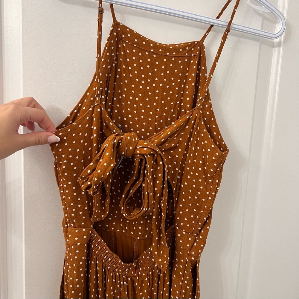 Abercrombie & Fitch Brown Polka Dot Wide-Leg Jumpsuit - Picture 7 of 10